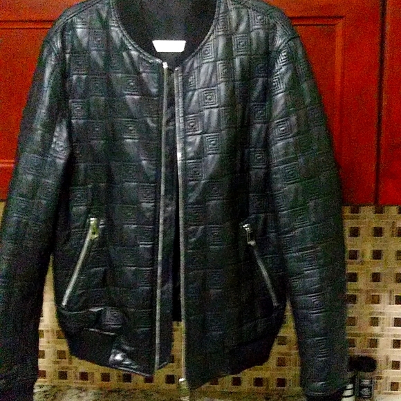 Black Gianni versace leather jacket size 50 180/92a - Picture 1 of 4